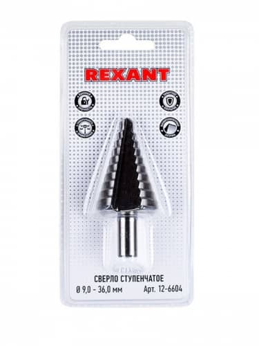 Купить Сверло Rexant ступенчатое, по жести, из быстрорежущей инструментальной стали, 9-36 мм по низкой цене