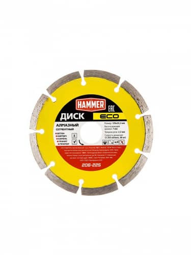 Купить Диск HAMMER ECO алмазный 206-225 Сегментный Ф125х22 мм по низкой цене
