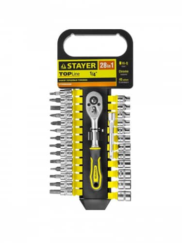 Купить Набор головок Stayer торцовых и бит-головок 1/4 28 шт по низкой цене