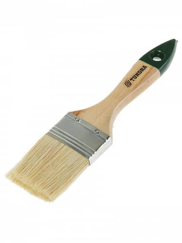 Купить Кисть TUNDRA плоская, натуральная щетина, деревянная ручка по низкой цене