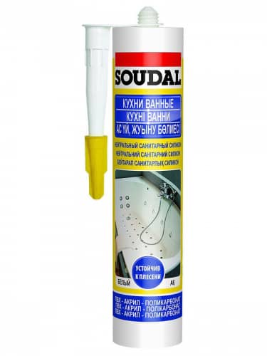 Купить Герметик Soudal нейтральный санитарный, силикон, прозрачный, 280 мл по низкой цене