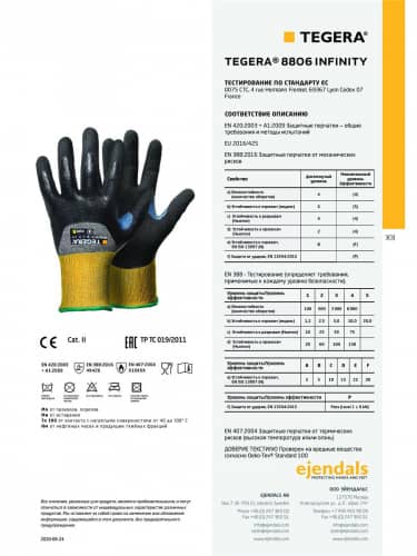 Купить Перчатки TEGERA 8806 рабочие, нитриловые, для защиты от порезов и износа, 3/4 облив по низкой цене