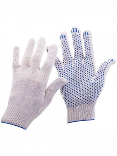 Купить Перчатки Все Тут рабочие ХБ С ПВХ 5нитей, белые, 20 шт по низкой цене