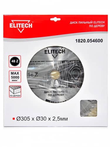 Купить Диск ELITECH пильный по дереву 1820.054600 305х30 мм по низкой цене