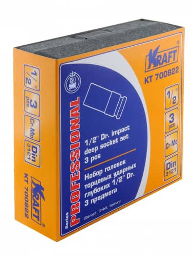 Купить Набор головок KRAFT торцевых 1/2 Dr глубоких ударных тонкостенных 3 шт по низкой цене