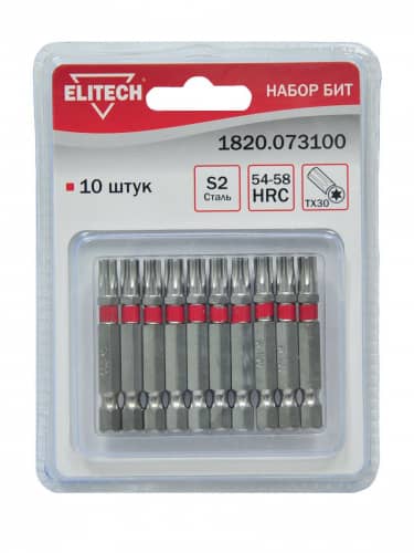 Купить Набор бит ELITECH 1820.073100 T 10 шт по низкой цене