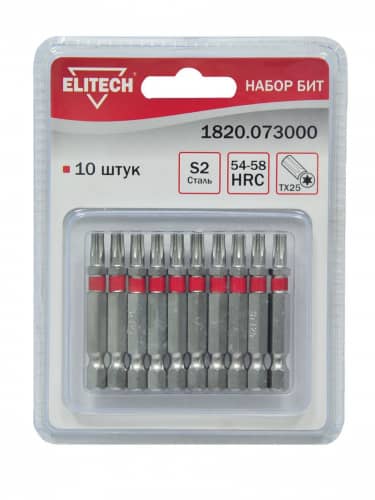 набор бит elitech 1820.073000 t 10 шт Купить Набор бит ELITECH 1820.073000 T 10 шт по низкой цене