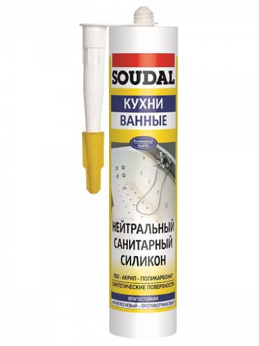 Купить Герметик Soudal нейтральный, санитарный, силиконовый, белый 280 мл по низкой цене