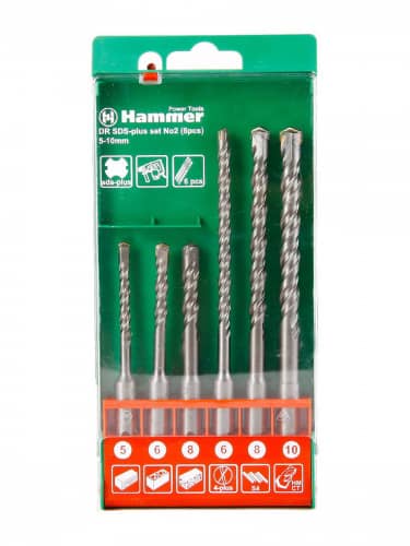 Купить Набор буров HAMMER Flex 201-902 DR SDS+ №2 5/6/8х110, 6/8/10х160, 6 шт по низкой цене