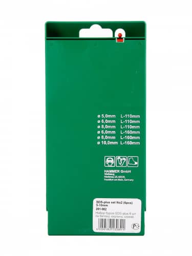 Купить Набор буров HAMMER Flex 201-902 DR SDS+ №2 5/6/8х110, 6/8/10х160, 6 шт по низкой цене
