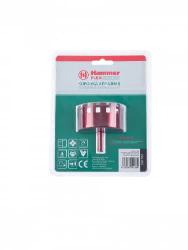 Купить Коронка HAMMER Flex 226-016 алмазная трубчатая, керамогранит, DHS 68,0x65/5, A3, алмаз 60Р по низкой цене