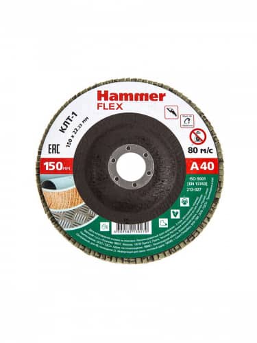 Купить Круг HAMMER Flex SE 213-027 лепестковый торцевой 150х22 Р 40 тип 1 КЛТ по низкой цене