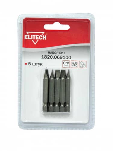 набор бит elitech 1820.069100 sl 5 шт Купить Набор бит ELITECH 1820.069100 SL 5 шт по низкой цене