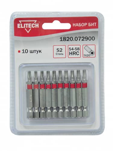 набор бит elitech 1820.072900 t 10 шт Купить Набор бит ELITECH 1820.072900 T 10 шт по низкой цене
