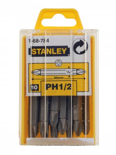 Купить Вставка Stanley 1-68-784 с шестигранным хвостовиком, двусторонняя, 1/4 PH1+PH2x10 шт по низкой цене