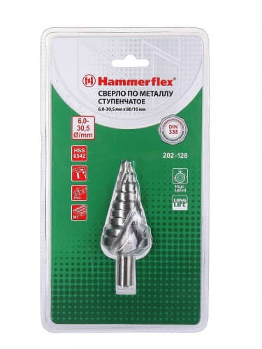 Купить Сверло HAMMER Flex 202-128 DR MT ST 6,0-30,5 ммх80/10 мм металл, ступенчатое, DIN338, HSS 4241 по низкой цене