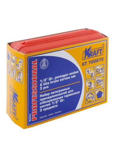 Купить Набор головок KRAFT пятигранных, для обслуживания тормозных систем, 1/2 Dr, 3 шт по низкой цене