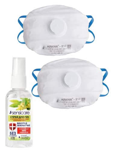Купить Респиратор Birni Алина-210 + Антисептический спрей для рук, 2 шт по низкой цене