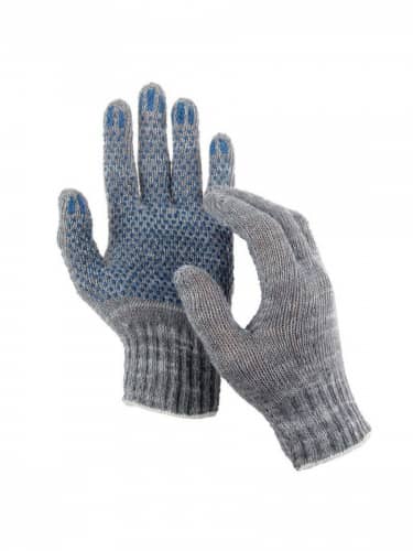 Купить Перчатки Все Тут рабочие ХБ С ПВХ 5нитей, серые, 20шт по низкой цене