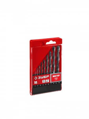Купить Сверла ЗУБР МАСТЕР-10 по металлу 10 шт d 1-10 мм, быстрорежущая сталь, класс В, 29605-H10 по низкой цене