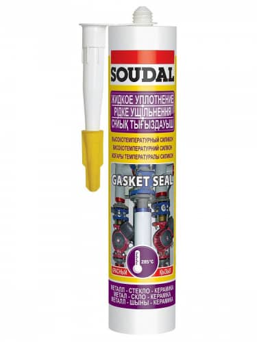Купить Герметик Soudal Gasket Seal высокотемпературный силикон, красный, 280 мл по низкой цене