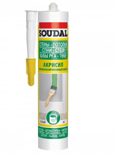 Купить Герметик Soudal силиконизированный, акриловый, для санитарных помещений, белый, 280 мл по низкой цене