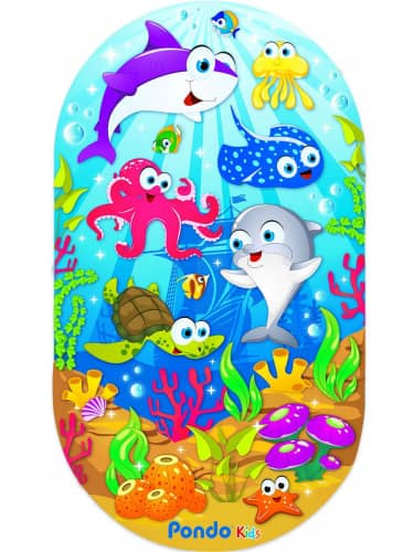 Купить Коврик Pondo Морские обитатели коврик для ванны на присосках детский 69x39 см по низкой цене