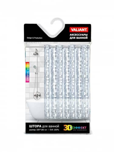 Купить Штора Valiant для ванной комнаты с кристаллическим эффектом 180x180 см по низкой цене