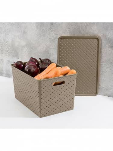 Купить Корзина El Casa Береста с крышкой набор из 2 шт по низкой цене