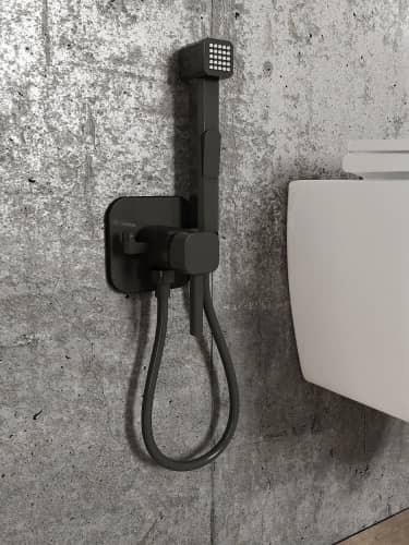 Купить Смеситель Iddis 004BLS0i08 встраиваемый с гигиеническим душем матовый черный по низкой цене