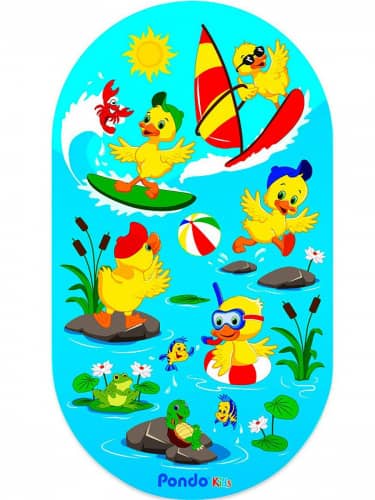 Купить Коврик Pondo Веселые Утята для ванны на присосках детский 69x39 см по низкой цене