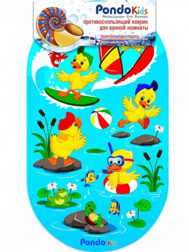 Купить Коврик Pondo Веселые Утята для ванны на присосках детский 69x39 см по низкой цене