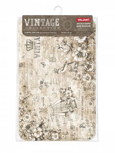 Купить Коврик Valiant для ванной комнаты флисовый, 50x80x1.4 см по низкой цене