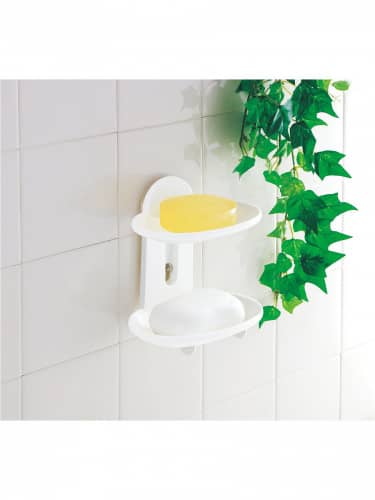 Купить Мыльница Sanada на присосках 2 секции разъемная с ионами серебра Ag+ и антибактериальным эффектом по низкой цене