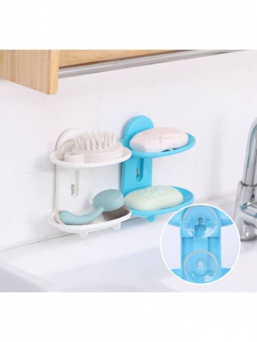 Купить Мыльница Sanada на присосках 2 секции разъемная с ионами серебра Ag+ и антибактериальным эффектом по низкой цене