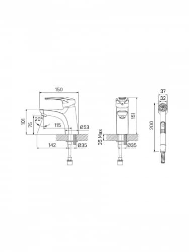 Купить Смеситель Iddis CRPSB00i08 для умывальника с гигиеническим душем по низкой цене