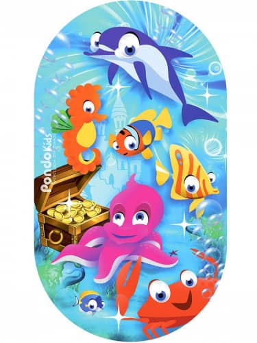 Купить Коврик Pondo Морские жители для ванны на присосках детский 69x39 см по низкой цене