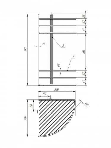 Купить Полка Консулл для ванной 2 ярусная угловая овал высокий борт красная 200х200х380 мм по низкой цене