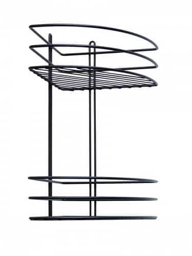 Купить Полка Консулл для ванной комнаты 2 ярусная угловая овал черная матовая 200х200х380 мм по низкой цене