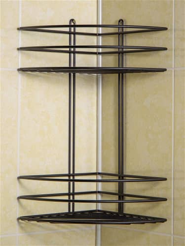 Купить Полка Консулл для ванной комнаты 2 ярусная угловая овал черная матовая 200х200х380 мм по низкой цене