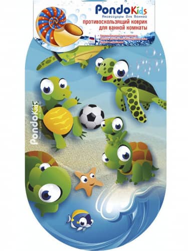 Купить Коврик Pondo Черепашки для ванны на присосках детский 69x39 см по низкой цене