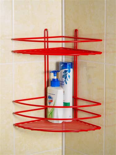 Купить Полка Консулл для ванной комнаты 2 ярусная угловая красная 200х200х300 мм по низкой цене