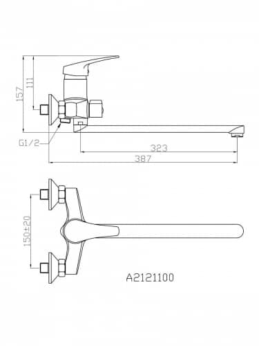Купить Смеситель Agger Exact A2121100 однозахватный для ванны хром по низкой цене
