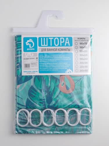 Купить Штора Доляна Фламинго для ванной 180х180 см по низкой цене