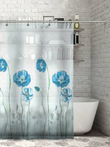 Купить Штора Доляна Синие маки для ванной 180х180 см по низкой цене