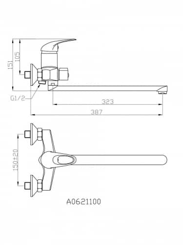 Купить Смеситель Agger Move A0621100 однозахватный для ванны по низкой цене