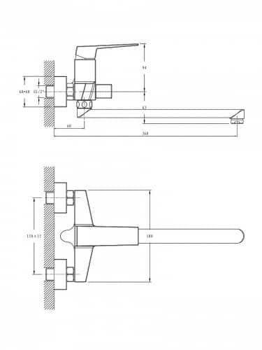 Купить Смеситель Haiba для ванны латунный с длинным поворотным изливом 35 см по низкой цене