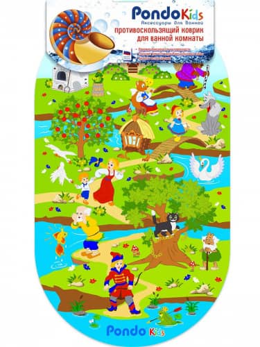 Купить Коврик Pondo Сказки для ванны на присосках детский 69x39 см по низкой цене