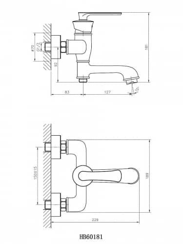 Купить Смеситель Haiba для ванны латунный с поворотным изливом и душевой лейкой золотистый по низкой цене