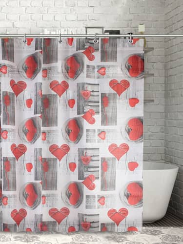 Купить Штора Доляна Сердца для ванной 180x180 см по низкой цене